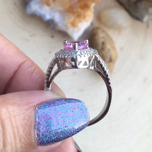 Sparkling Pink Heart 💓 Sapphire Ring Size 8 - Picture 3 of 7